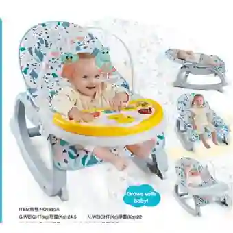Silla Mecedora Vibradora Crece Conmigo Musical Bandeja Azul Manchas