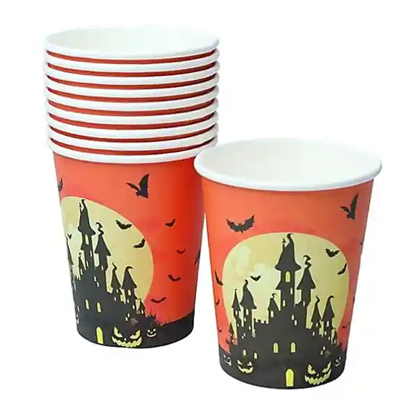 Vaso Desechable De Carton Halloween 9 Oz X 10 Uds