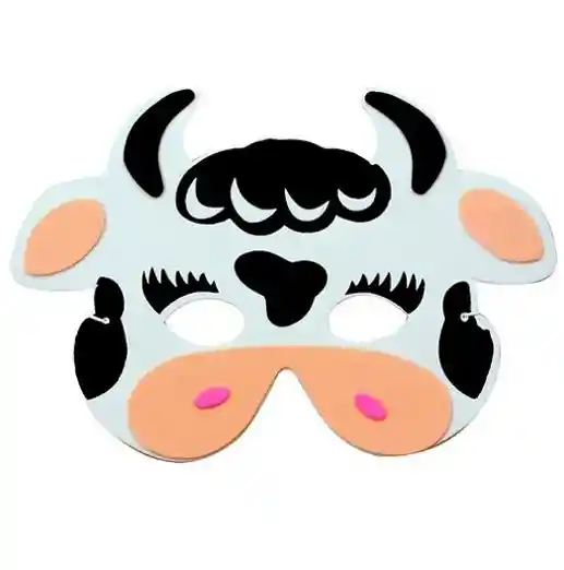 Antifaz Infantil En Foamy Motivo Vaca. Hora Loca, Halloween, Carnaval