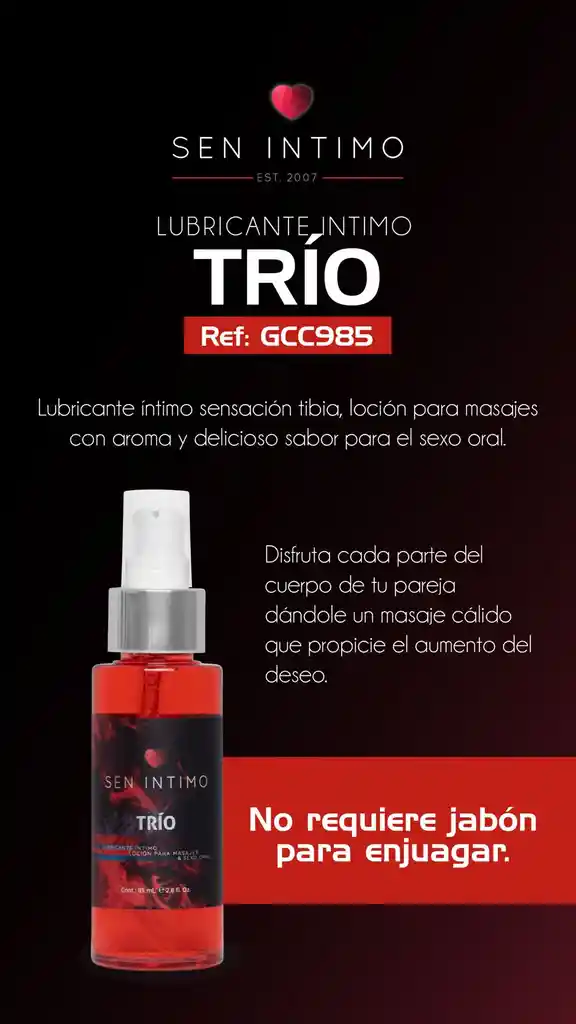 Lubricante Intimo Trio 30ml Sen Intimo