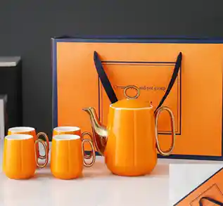 Juego Taza De Cerámica Naranja