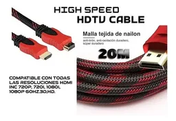 Cable Hdtv Hdmi Macho A Macho 20 Metros - Mallado Y Filtro