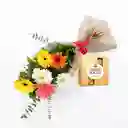 Bouquet De Gerberas, Claveles Y Astromelias Combo Chocolate Con Ferrero Rocher Pequeño