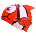 Gorros Niños Pez Natación 100% Silicona Originales Piscina Rojo