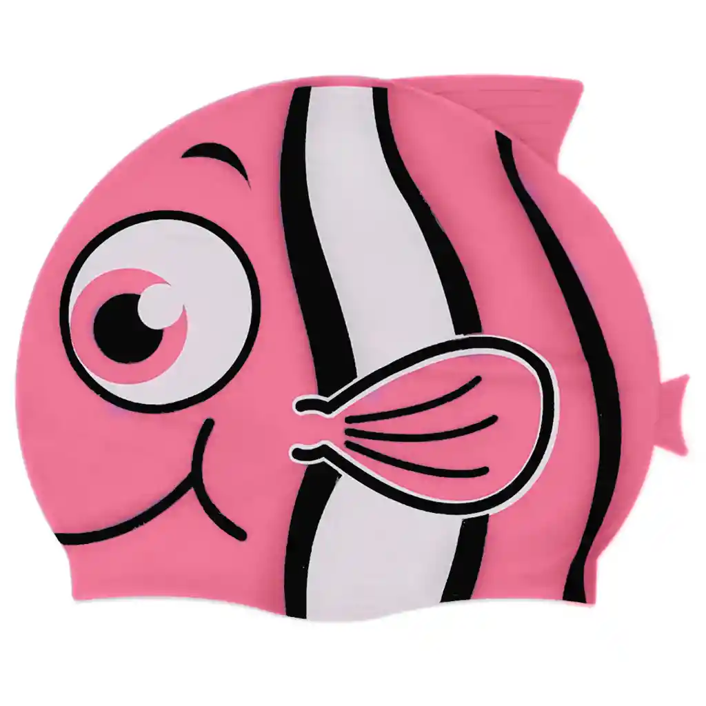 Gorros Niños Pez Natación 100% Silicona Originales Piscina - Rosa