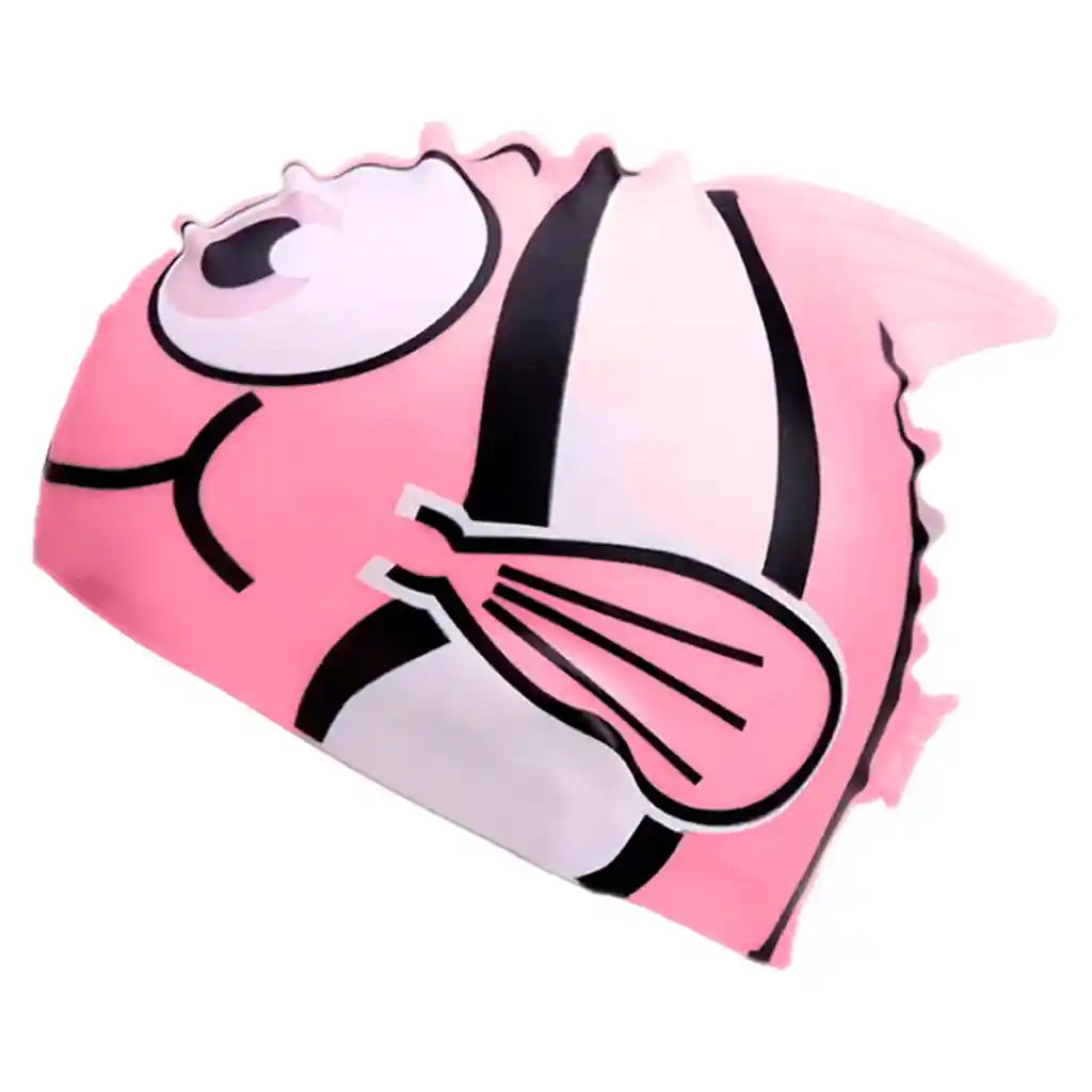 Gorros Niños Pez Natación 100% Silicona Originales Piscina - Rosa