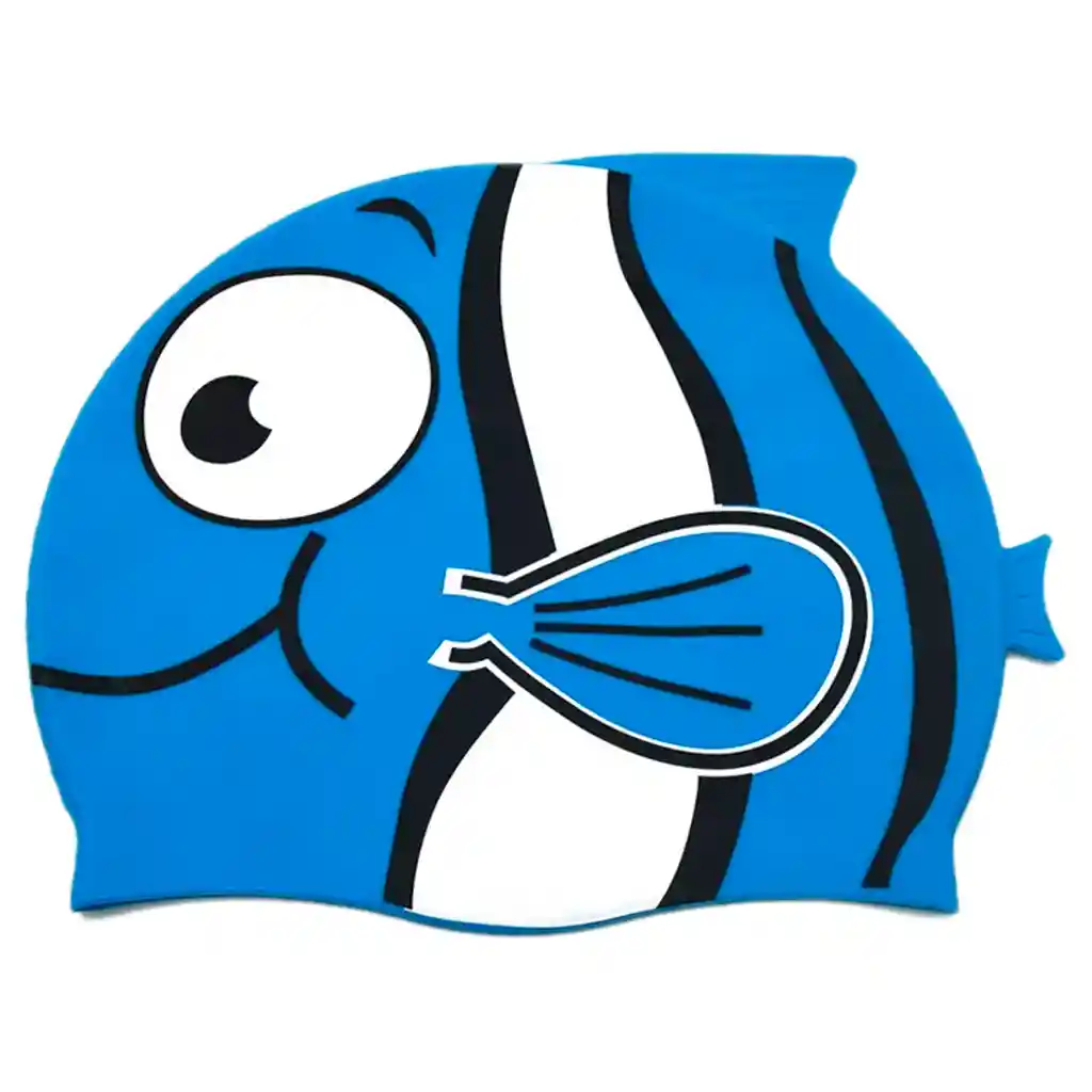 Gorros Niños Pez Natación 100% Silicona Originales Piscina - Azul