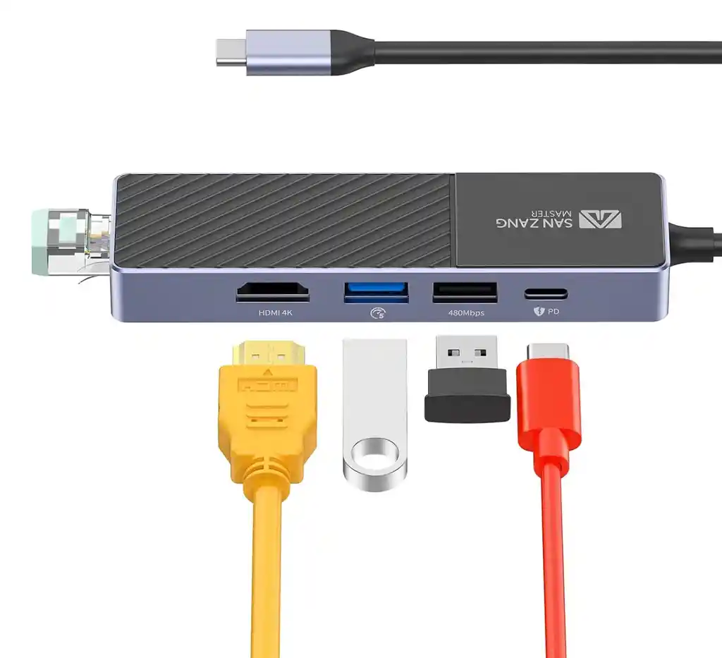 Adaptador Hub 5 Tipo C En 1 Zan Zang | X2 Usb, Hdmi, Rj45