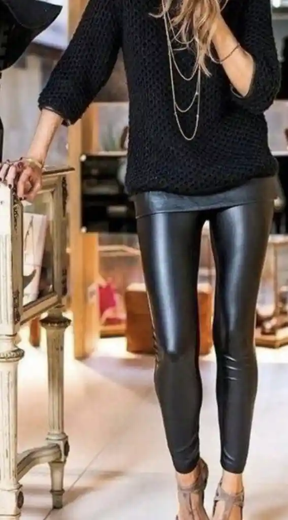 Leggings Metalizado Negro -talla Única-