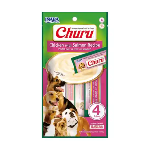 Snack Para Perro Cremoso Inaba Churu Pollo Y Salmón X4 Unidades