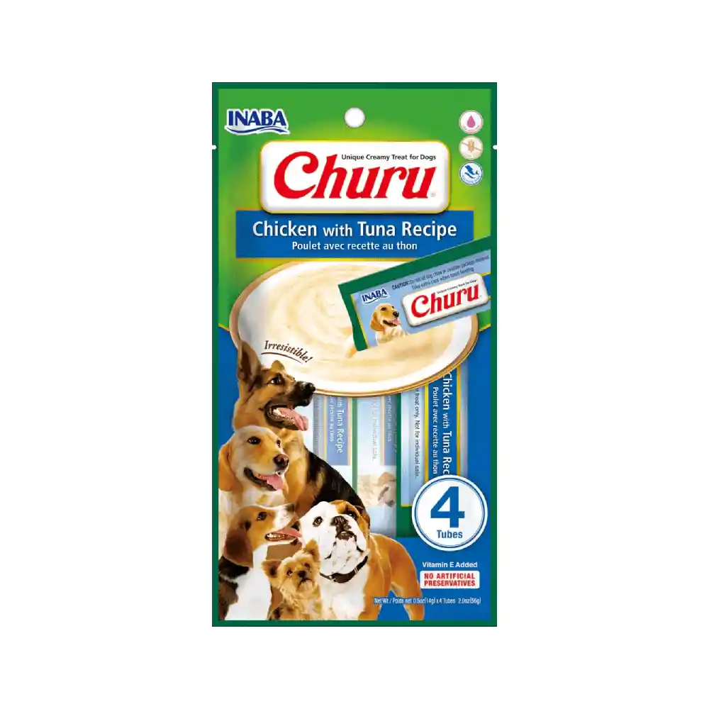 Snack Para Perro Cremoso Inaba Churu Pollo Y Atún X4 Unidades