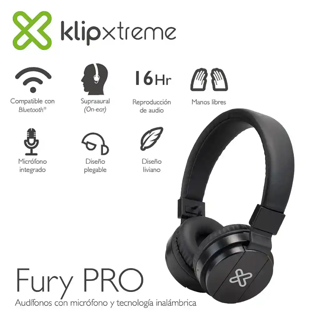 Diadema Manos Libres Bluetooth Klip Xtreme Fury Pro Negro