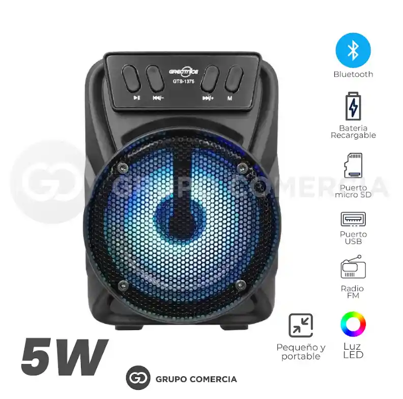 Radio Parlante Bluetooth Speaker Recargable Portátil Led Fm