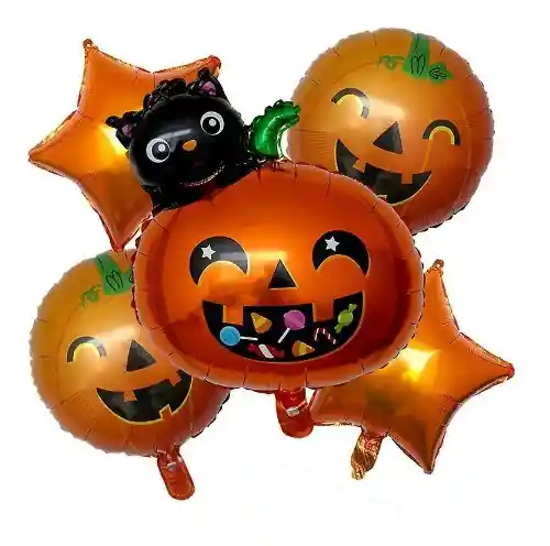 Bouquet Globos Metalizados 5 Piezas Halloween