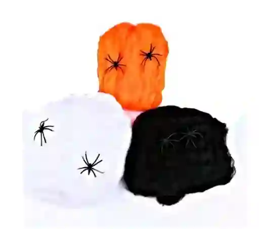 Telaraña Grande X1 Más Arañas Algodon Decoracion Halloween