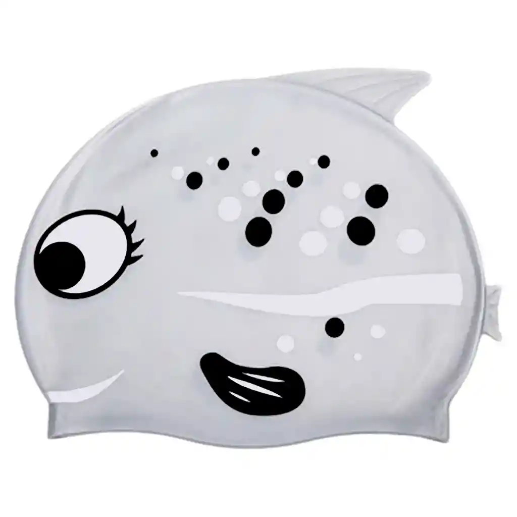 Gorros Niños Pez Natación 100% Silicona Originales Piscina Gris