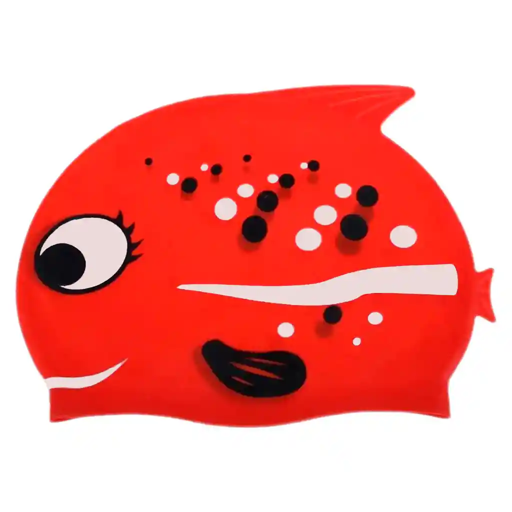 Gorros Niños Pez Natación 100% Silicona Originales Piscina Rojo