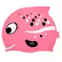 Gorros Niños Pez Natación 100% Silicona Originales Piscina - Rosa