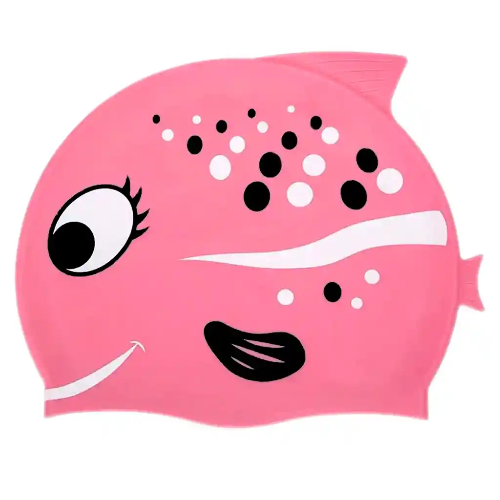 Gorros Niños Pez Natación 100% Silicona Originales Piscina - Rosa