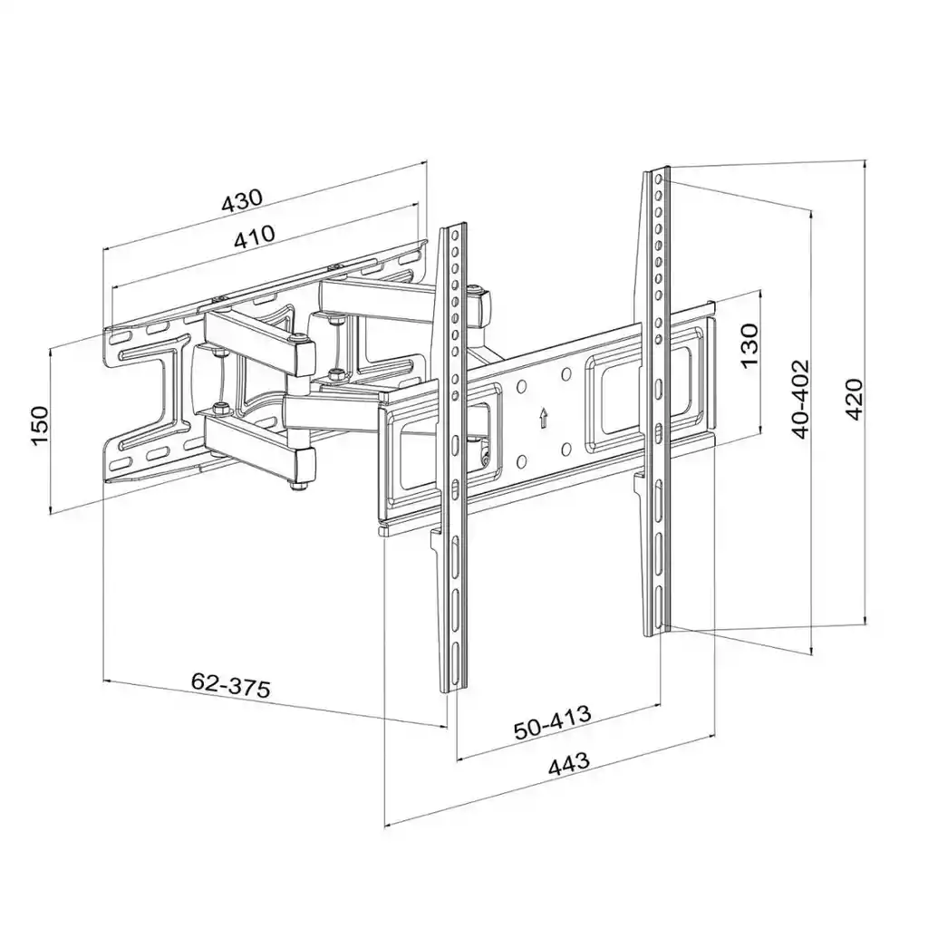 Soporte Base Pared Móvil Con Giro Tv 42 43 49 50 55 58 60 65"