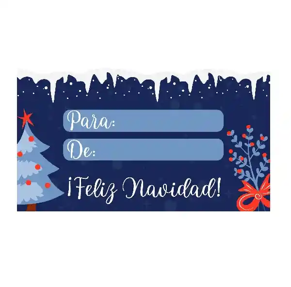 Tarjeta Navideña Azul De-para 7cm X 4cm