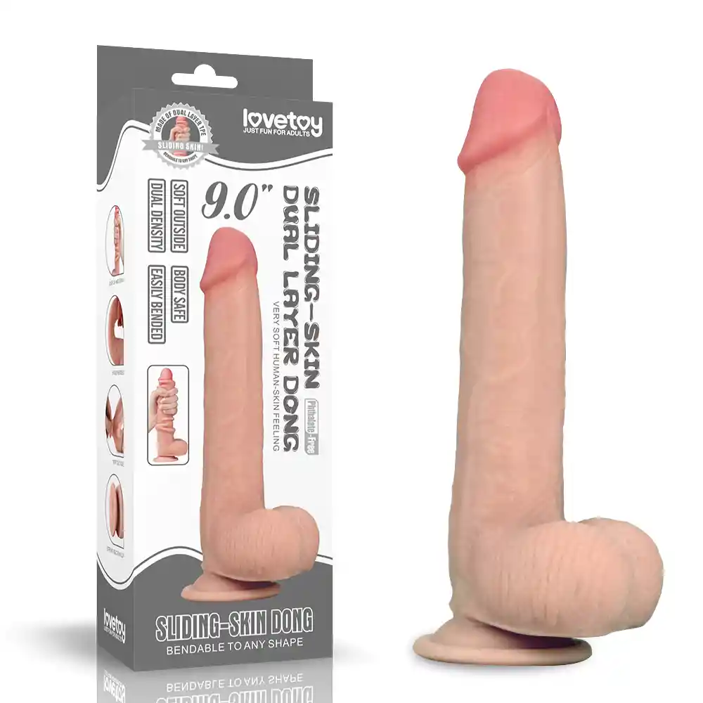 Dildo Lovetoy 9.0" Sliding Skin Dual Layer Dong Piel Realista