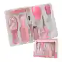 Kit Set Cuidado Aseo Uñas Cepillo Peine Para Bebe 8 Pcs Rosado