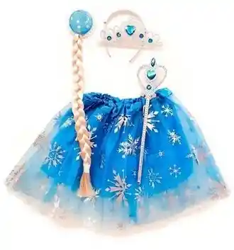 Disfraz De Bebe Niña Frozen Con Diadema, Varita,trenza Y Tutu Halloween Disfraz