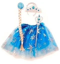 Disfraz De Bebe Niña Frozen Con Diadema, Varita,trenza Y Tutu Halloween Disfraz