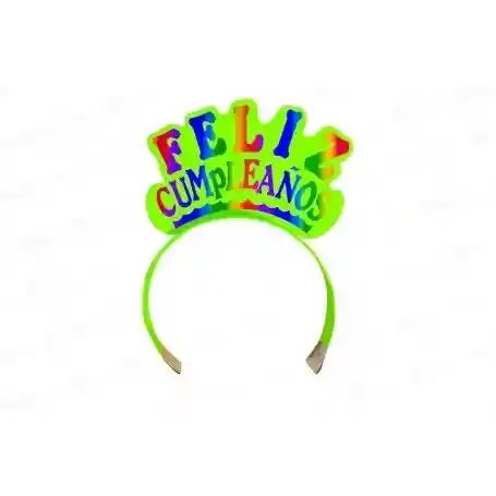 Balaca Tiara Diadema Feliz Cumpleaños Color Neon