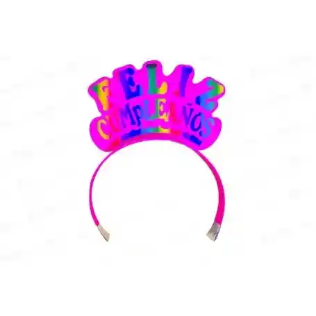 Balaca Tiara Diadema Feliz Cumpleaños Color Neon