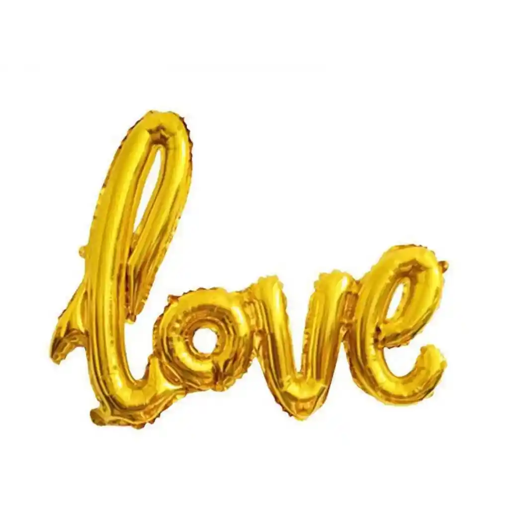 Globos Love Letra Cursiva Dorado