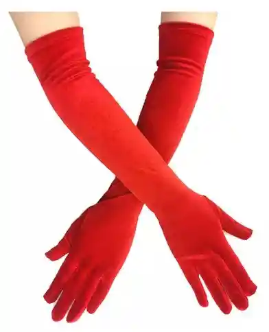 Guantes Largos Glamour De Tela Rojo Para Disfraz Y Halloween