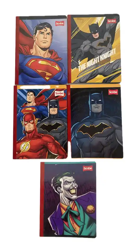 Cuaderno Cosido Para Niño Batman, Superman, Joker Cuadriculado 50 Hojas Scribe