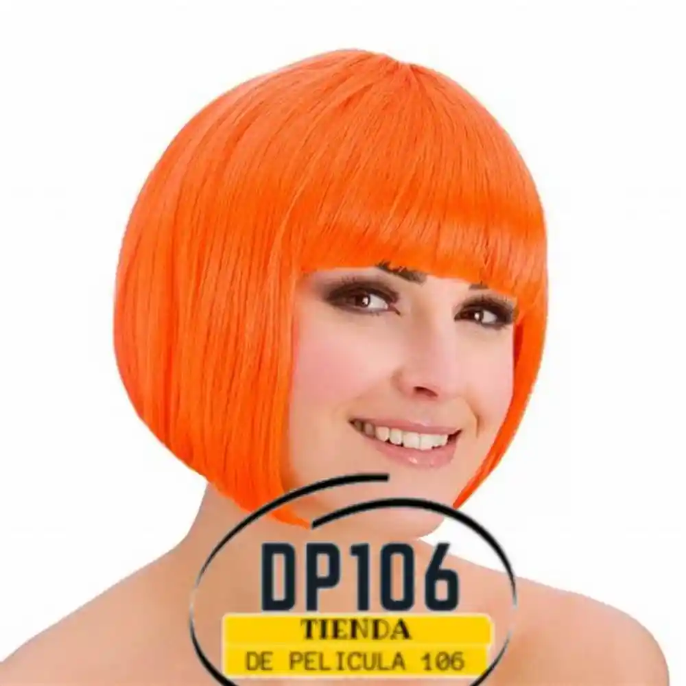 Peluca Naranja Corta Halloween