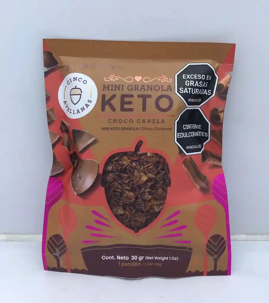 Granola Keto Choco Canela 30g Cinco Avellanas