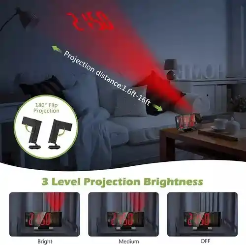Reloj Despertador Digital Alarma Lcd Proyector Hora En Techo