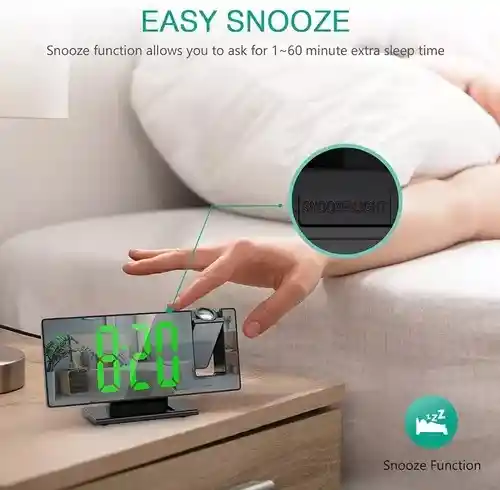 Reloj Despertador Digital Alarma Lcd Proyector Hora En Techo