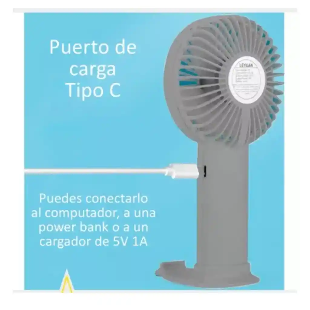 Ventilador Pequeño Recargable Portátil Potente Con Base