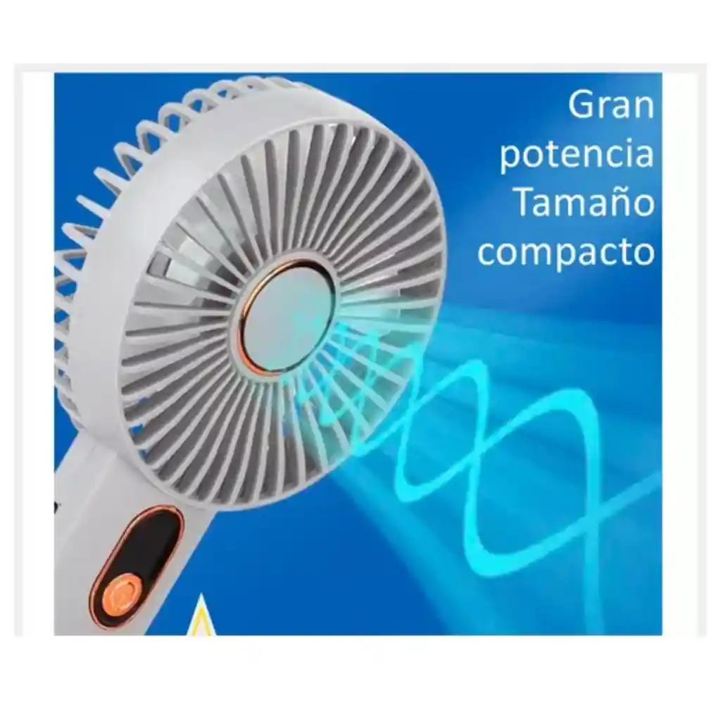 Ventilador Pequeño Recargable Portátil Potente Con Base Color Gris