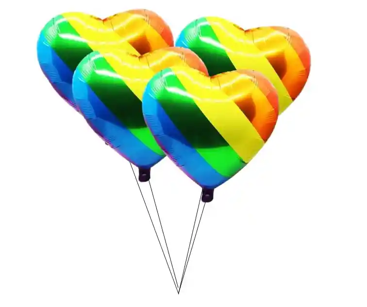 Globos Corazon Multicolor Lgtbi X 4