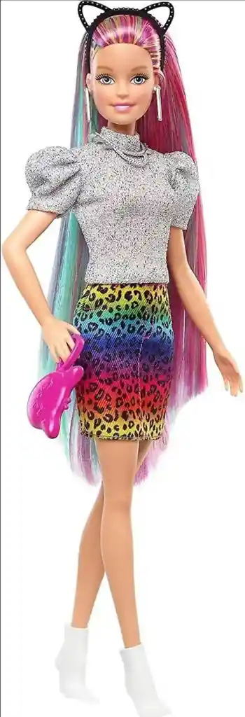 Muñeca Barbie Pelo Arcoiris / Leopard Raibow Hair Doll.