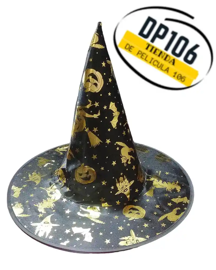 Sombrero De Bruja Negro Estampado Halloween