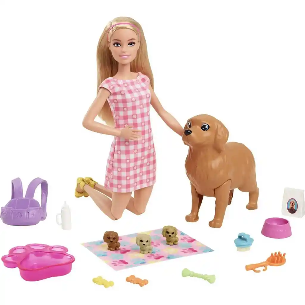 Muñeca Barbie Perritos Recién Nacidos.