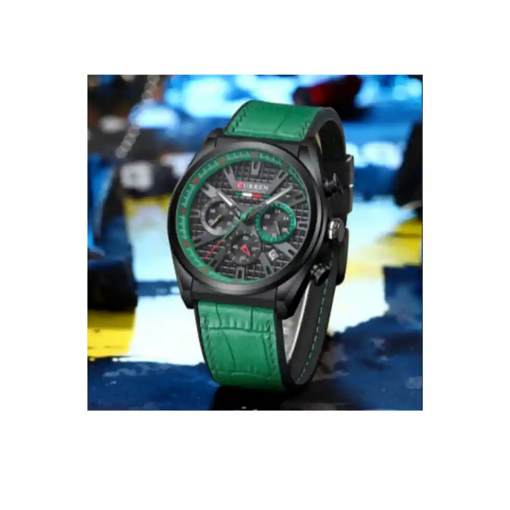 Reloj Curren Pulso En Cuero Cronógrafo Original Para Hombre