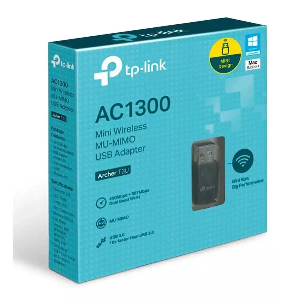 Tarjeta De Red Wifi Usb Doble Banda Tplink T3u Ac1300