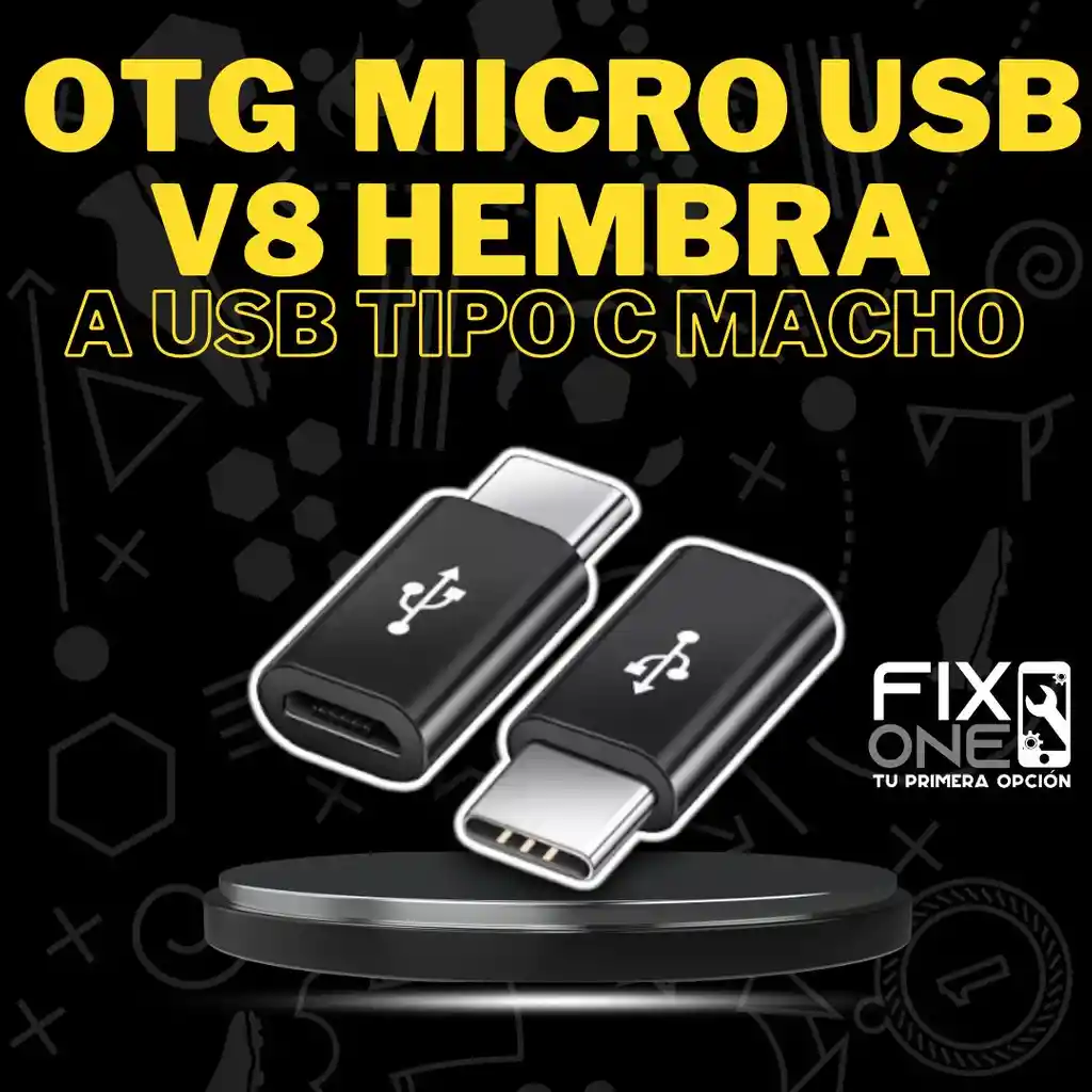 Otg Micro Usb V8 Hembra A Usb Tipo C Macho