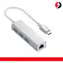 Convertidor Tipo C A Lan Rj45 + Hub 3 Puertos Usb