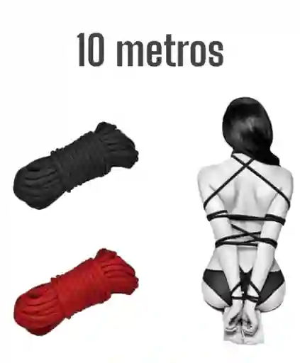 Cuerda De Amarre Lazo Sumisión 10 Metros Bondage Fetishe Color Roja Y Negro 10mt