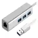 Adaptador Convertidor Multipuerto Usb 4 En 1 Hub Entrada De Red Ethernet